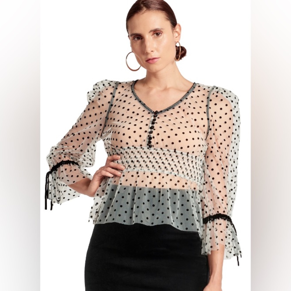 Mesh Polka Dot Top